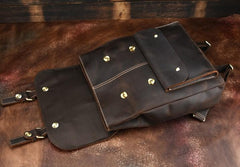 Vintage Leather Coffee Mens Backpack Satchel Backpack Travel Backpack Bags for Men