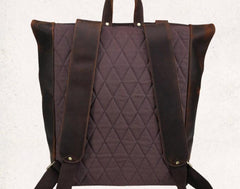 Cool Leather Coffee Rolltop Mens Backpacks Travel Backpack Vintage Backpack for Men