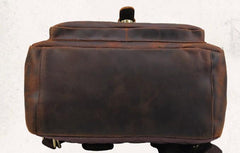 Cool Leather Coffee Rolltop Mens Backpacks Travel Backpack Vintage Backpack for Men