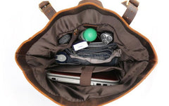 Cool Leather Coffee Rolltop Mens Backpacks Travel Backpack Vintage Backpack for Men