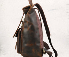 Cool Leather Coffee Rolltop Mens Backpacks Travel Backpack Vintage Backpack for Men