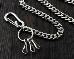 BADASS SILVER STAINLESS STEEL MENS Key Chain PANTS CHAIN WALLET CHAIN BIKER WALLET CHAIN FOR MEN