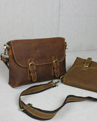 Handmade leather Briefcases men messenger Coffee shoulder bag vintage bag for him - EverHandmade