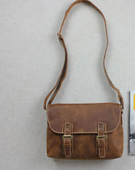 Handmade leather men Briefcase messenger Brown  shoulder bag vintage bag for him - EverHandmade