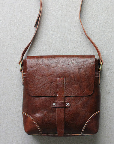 Handmade leather Briefcases men messenger Coffee small shoulder bag vintage bag for him - EverHandmade