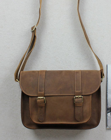 Handmade leather men Briefcase messenger coffee shoulder bag vintage bag for him - EverHandmade