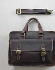 Handmade leather men Briefcase messenger dark coffee shoulder bag vintage bag - EverHandmade