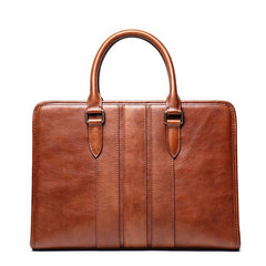Vintage Brown Leather Men's 14‘’ Laptop Briefcase Professional Briefcase Handbag For Men