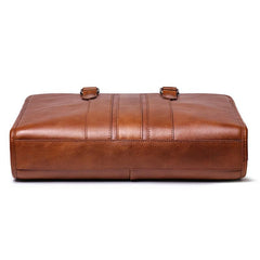 Vintage Brown Leather Men's 14‘’ Laptop Briefcase Professional Briefcase Handbag For Men