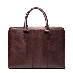 Vintage Brown Leather Men's 14‘’ Laptop Briefcase Professional Briefcase Handbag For Men