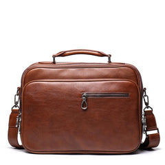 Fashion Brown Leather Men's Professional Briefcase 15‘’ Laptop Briefcase Business Handbag For Men