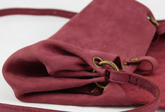 Handmade red vintage leather minimalist crossbody Shoulder Bag for girl women