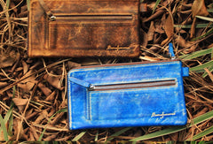 Handcraft vintage distress custom leather hand dyed purse clutch for women/men - EverHandmade