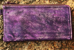 Handcraft vintage distress custom leather hand dyed purse clutch for women/men