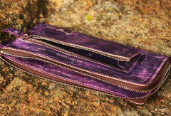 Handcraft vintage distress custom leather hand dyed purse clutch for women/men - EverHandmade