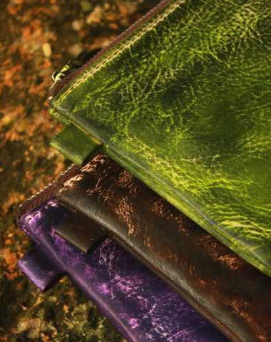 Handcraft vintage distress custom leather hand dyed purse clutch for women/men - EverHandmade