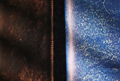 Handcraft vintage distress blue leather hand dyed long wallet for men/women