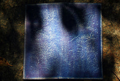Handcraft vintage distress blue leather hand dyed long wallet for men/women