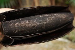 Handcraft vintage distress natural leather hand dyed long wallet for women - EverHandmade