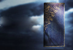 Handcraft vintage distress floral leather hand dyed long wallet for women girl lady - EverHandmade
