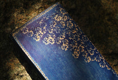 Handcraft vintage distress floral leather hand dyed long wallet for women girl lady - EverHandmade