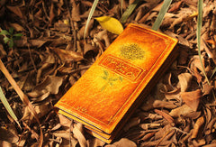 Handcraft vintage distress floral leather hand dyed long wallet for women girl lady - EverHandmade