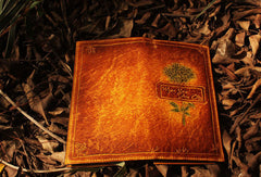 Handcraft vintage distress floral leather hand dyed long wallet for women girl lady - EverHandmade