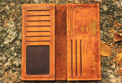 Handcraft vintage distress floral leather hand dyed long wallet for women girl lady - EverHandmade