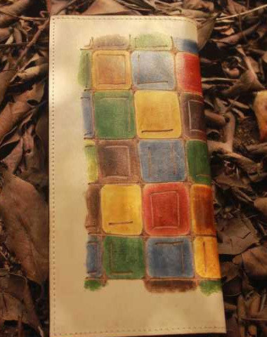 Handcraft vintage distress mosaic leather hand dyed long wallet for women/men - EverHandmade