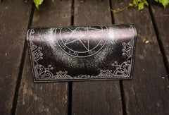 Handcraft vintage distress magic leather hand dyed long wallet for men/women