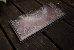 Handcraft vintage distress magic leather hand dyed long wallet for men/women