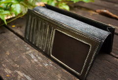 Handcraft vintage distress magic leather hand dyed long wallet for men/women