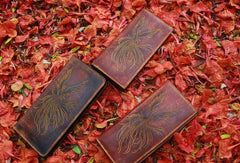 Handcraft vintage distress phoenix leather hand dyed long wallet for men/women