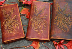 Handcraft vintage distress phoenix leather hand dyed long wallet for men/women - EverHandmade