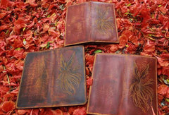 Handcraft vintage distress phoenix leather hand dyed long wallet for men/women - EverHandmade
