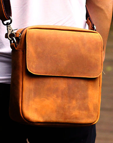 Genuine Leather Mens Cool Messenger Bag iPad Bag Chest Bag Bike Bag Cycling Evelope Cluth Bag For Men - EverHandmade