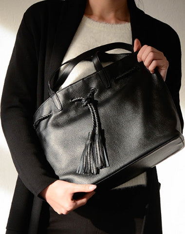 Handmade Genuine Leather Handbag Tote Bag Shopper Bag Shoulder Bag Purse For Women - EverHandmade