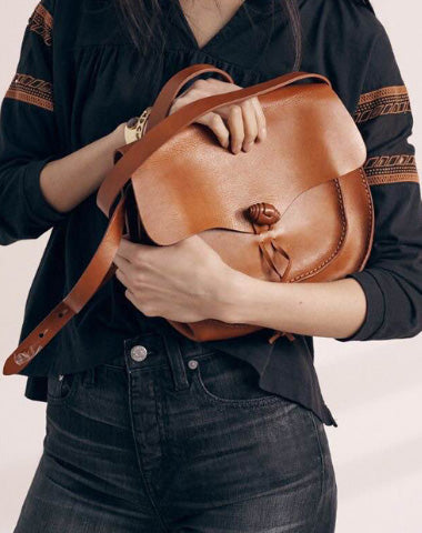 Handmade Genuine Leather Saddle Bag Purse Crossbody Bag Shoulder Bag Purse For Women - EverHandmade