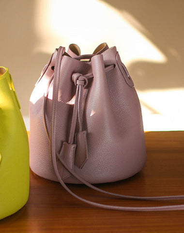 Genuine Leather Bucket Bag Purse Crossbody Bag Shoulder Bag Purse For Women - EverHandmade