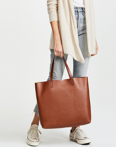 Handmade Genuine Leather Handbag Tote Bag Shopper Bag Shoulder Bag Purse For Women - EverHandmade