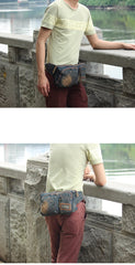 Cool Denim Blue Mens Small Fanny Pack Waist Bag Blue Chest Bag Hip Bag Bum Bags For Men