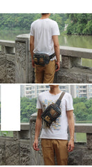 Jean Denim Blue Mens Small Fanny Pack Waist Bag Blue Hip Bag Bum Bag For Men