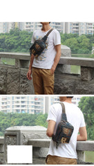 Jean Denim Blue Mens Small Fanny Pack Waist Bag Blue Hip Bag Bum Bag For Men