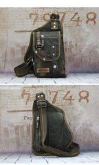 Canvas Black Mens Chest Bag Green Sling Bag Canvas Sling Backpack For Men