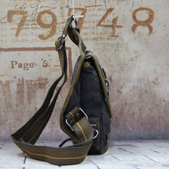 Canvas Black Mens Chest Bag Green Sling Bag Canvas Sling Backpack For Men