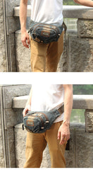 Fashion Jeans Denim Blue Mens Fanny Pack Waist Bag Jeans Blue Canvas Hip Bag For Men