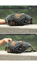 Fashion Jeans Denim Blue Mens Fanny Pack Waist Bag Jeans Blue Canvas Hip Bag For Men