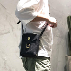Brown LEATHER MEN'S 8 INCHES Small Side BAGs Vertical MESSENGER BAG Courier BAG FOR MEN