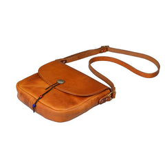 Tan Casual Handmade Mens 8 inches Small Side Bag Messenger Bag Coffee Courier Bag For Men