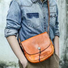 Tan Casual Handmade Mens 8 inches Small Side Bag Messenger Bag Coffee Courier Bag For Men